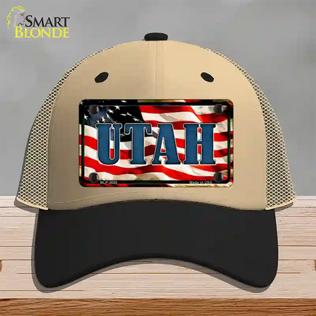 Utah USA Novelty License Plate Hat Mesh / Khaki|Black