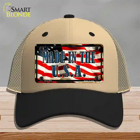 Made In The USA Flag Novelty License Plate Hat Mesh / Khaki|Black