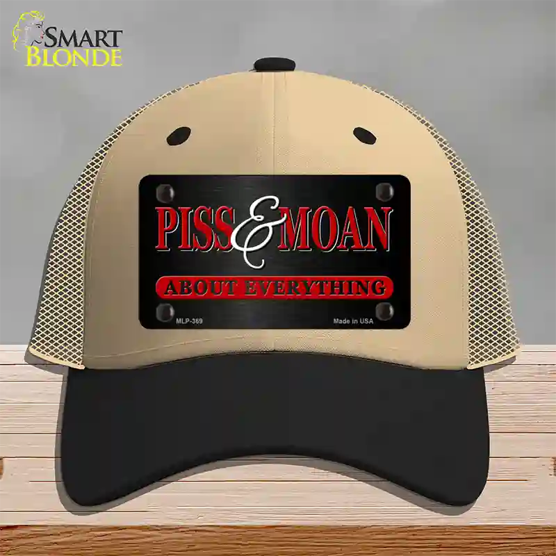 Piss & Moan Novelty License Plate Hat Mesh / Khaki|Black