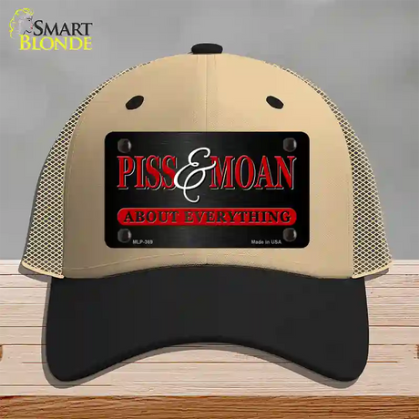 Piss & Moan Novelty License Plate Hat Mesh / Khaki|Black