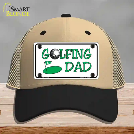 Golfing Dad Novelty License Plate Hat Mesh / Khaki|Black