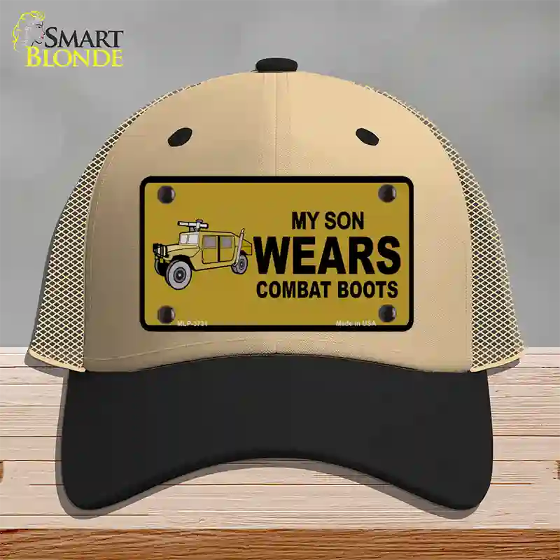 Son Wears Combat Boots Novelty License Plate Hat Mesh / Khaki|Black