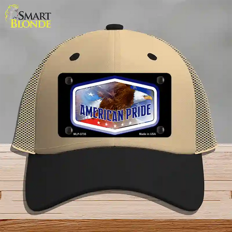 American Pride Novelty License Plate Hat Mesh / Khaki|Black