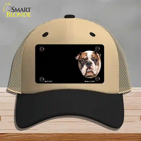 Bull Dog Offset Novelty License Plate Hat Mesh / Khaki|Black