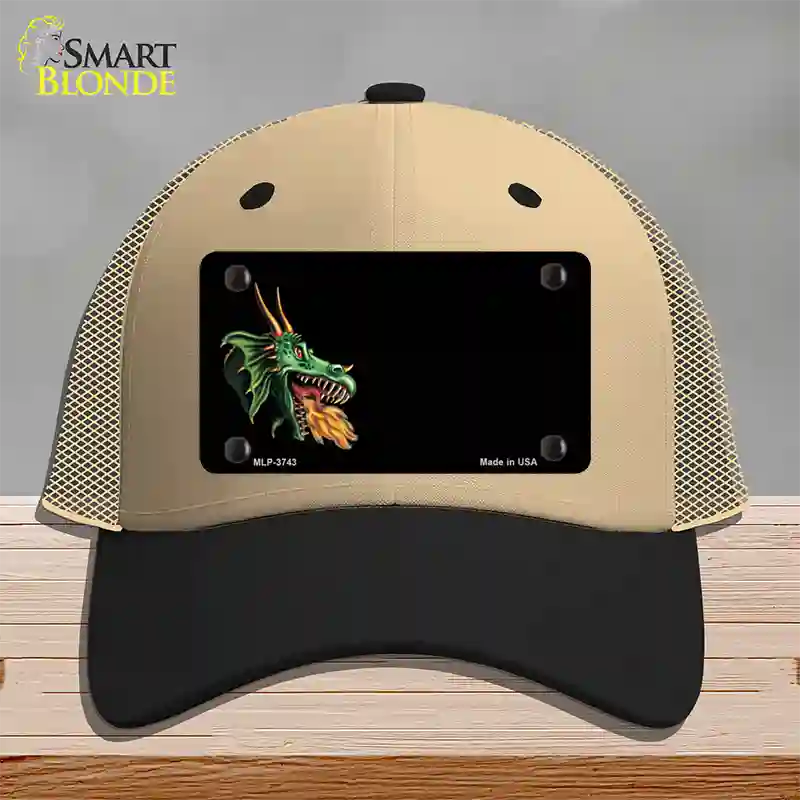 Dragon Offset Customizable Novelty License Plate Hat Mesh / Khaki|Black