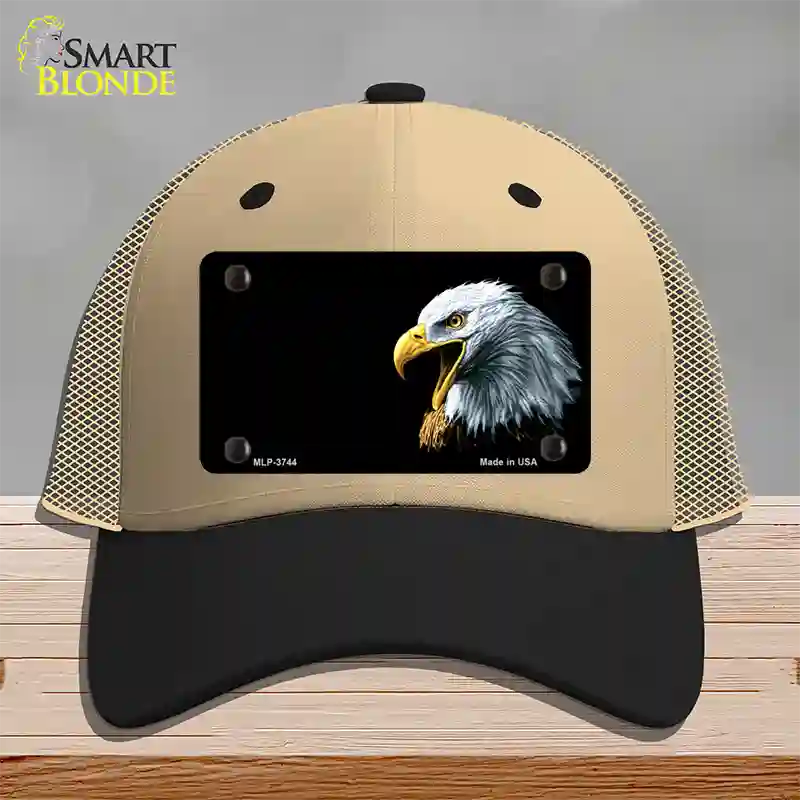 Bald Eagle Offset Novelty License Plate Hat Mesh / Khaki|Black