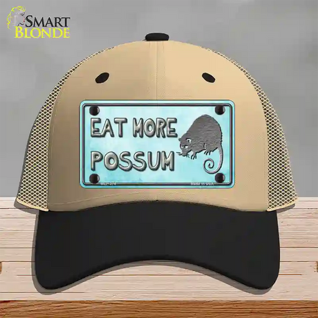 Eat More Possum Novelty License Plate Hat Mesh / Khaki|Black