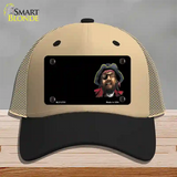 Pirate Offset Novelty License Plate Hat Mesh / Khaki|Black