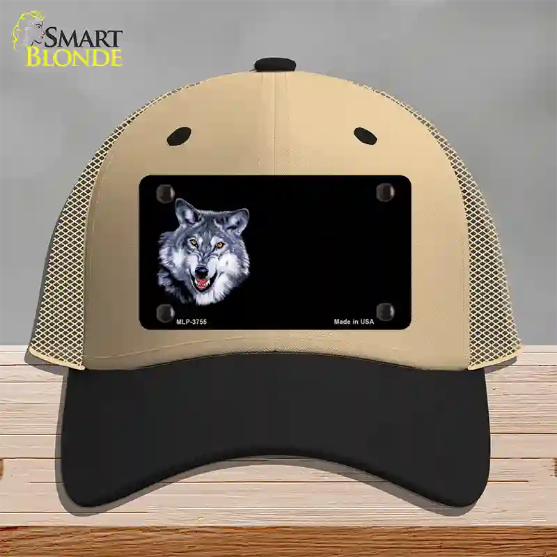 Wolf Offset Novelty License Plate Hat Mesh / Khaki|Black