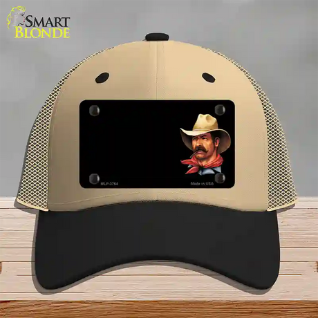 Cowboy Offset Novelty License Plate Hat Mesh / Khaki|Black