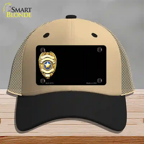 Police Badge Offset Novelty License Plate Hat Mesh / Khaki|Black