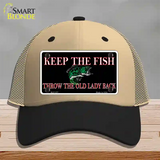 Keep the Fish Novelty License Plate Hat Mesh / Khaki|Black