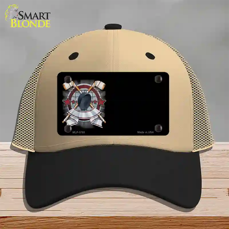 Hockey Banner Offset Novelty License Plate Hat Mesh / Khaki|Black