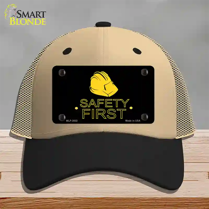 Safety First Novelty License Plate Hat Mesh / Khaki|Black