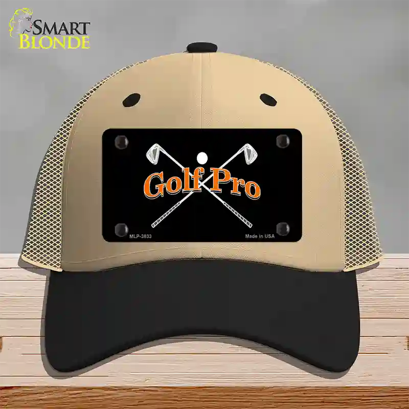 Golf Pro Novelty License Plate Hat Mesh / Khaki|Black