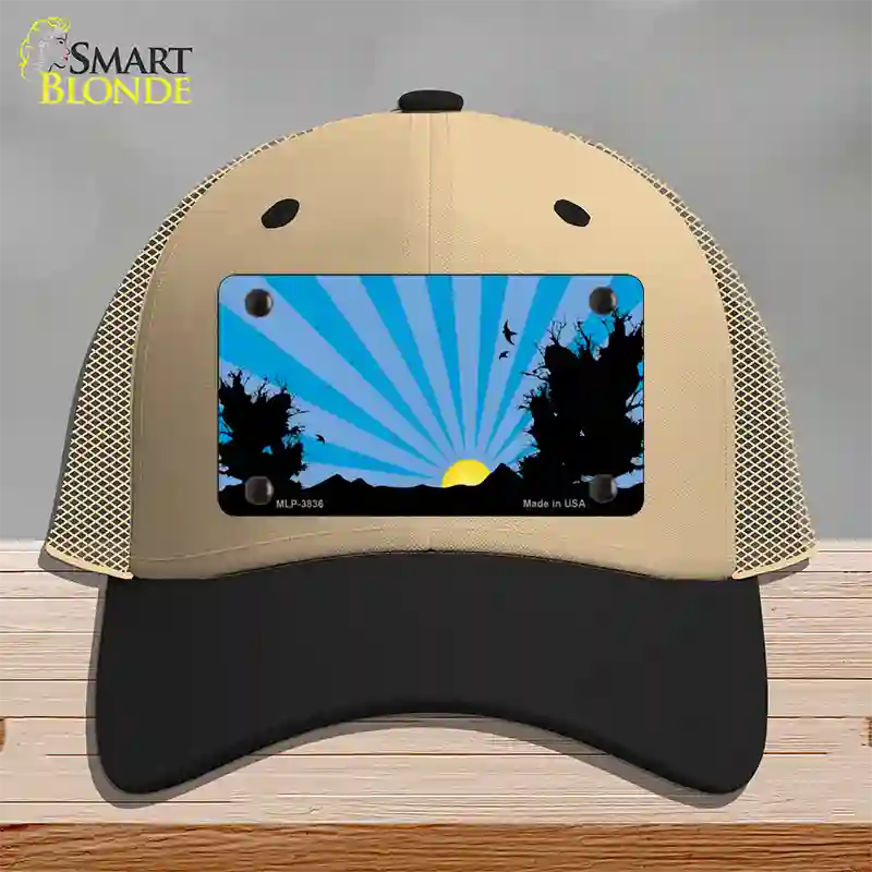 Southwest Blue Sunset Novelty License Plate Hat Mesh / Khaki|Black