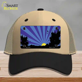 Southwest Purple Sunset Novelty License Plate Hat Mesh / Khaki|Black