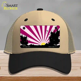 Southwest Pink Sunset Novelty License Plate Hat Mesh / Khaki|Black