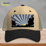 Southwest Gray Sunset Novelty License Plate Hat Mesh / Khaki|Black