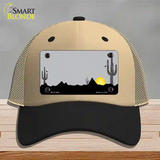 Southwest Cactus Sunrise Gray Novelty License Plate Hat Mesh / Khaki|Black