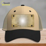 Gold White Fade Scratched Novelty License Plate Hat Mesh / Khaki|Black