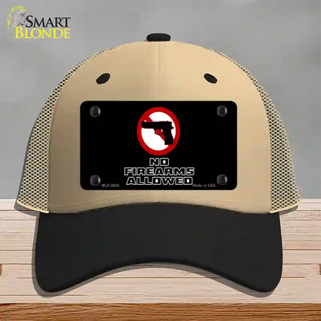 No Firearms Allowed Novelty License Plate Hat Mesh / Khaki|Black