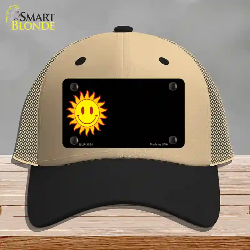 Sun Smiley Offset Novelty License Plate Hat Mesh / Khaki|Black