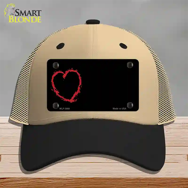 Heart Offset Novelty License Plate Hat Mesh / Khaki|Black