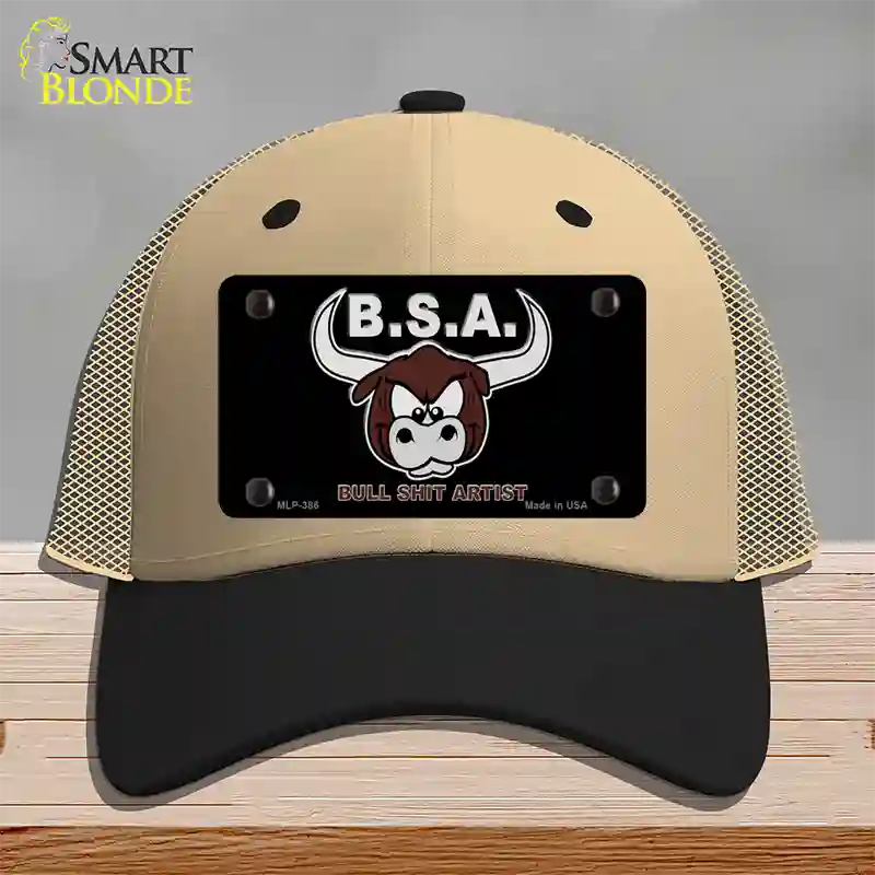 Bull Shit Artist Novelty License Plate Hat Mesh / Khaki|Black