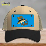 Gone Fishin Novelty License Plate Hat Mesh / Khaki|Black