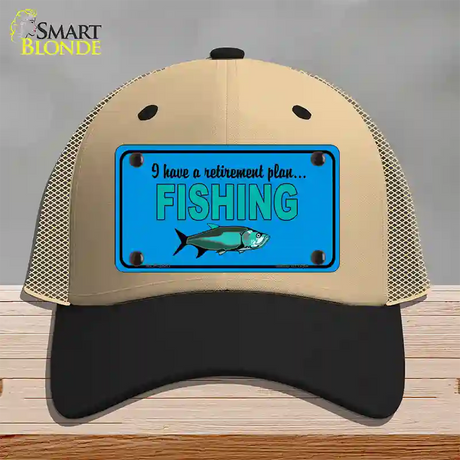 Retirement Plan Fishing Novelty License Plate Hat Mesh / Khaki|Black