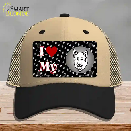 I Love My Akita Novelty License Plate Hat Mesh / Khaki|Black