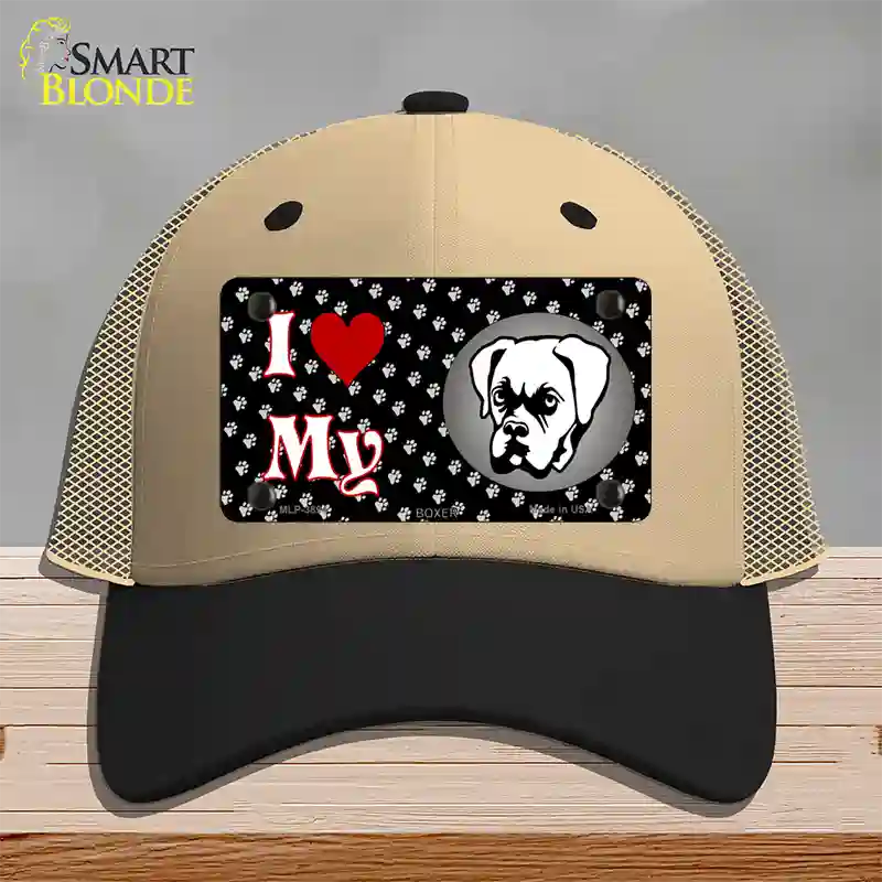 I Love My Boxer Novelty License Plate Hat Mesh / Khaki|Black