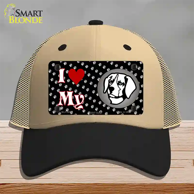 I Love My Brittany Novelty License Plate Hat Mesh / Khaki|Black