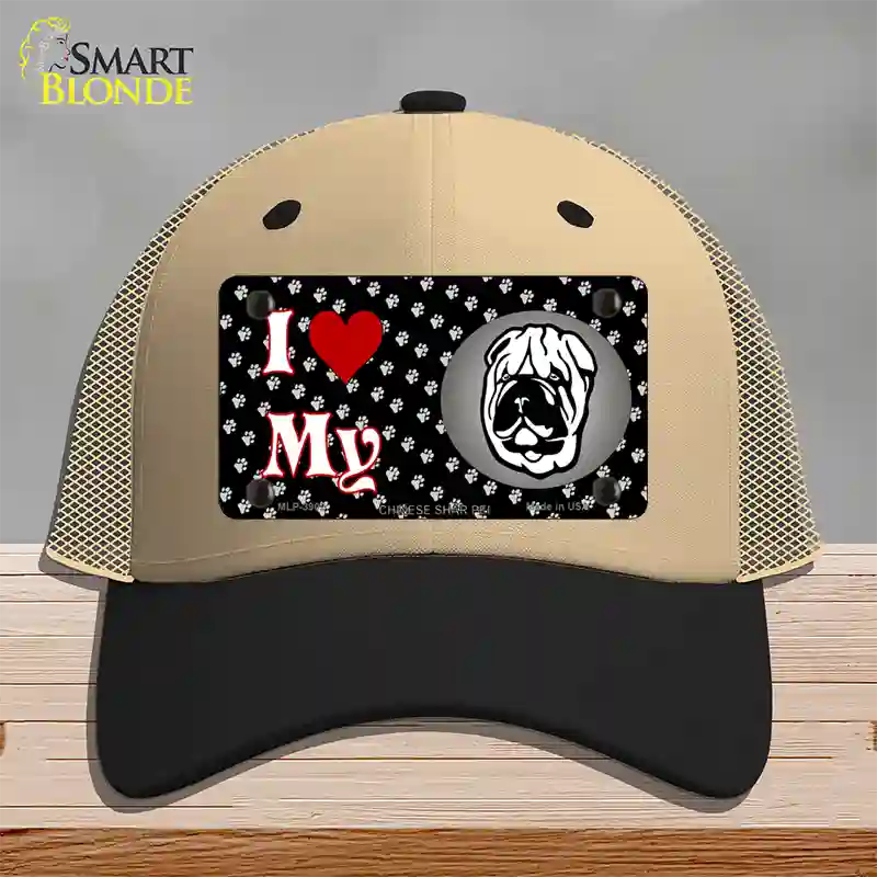 I Love My Chinese Shar Pei Novelty License Plate Hat Mesh / Khaki|Black