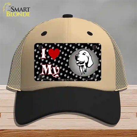 I Love My Golden Retriever Novelty License Plate Hat Mesh / Khaki|Black