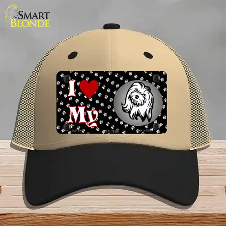 I Love My Maltese Novelty License Plate Hat Mesh / Khaki|Black