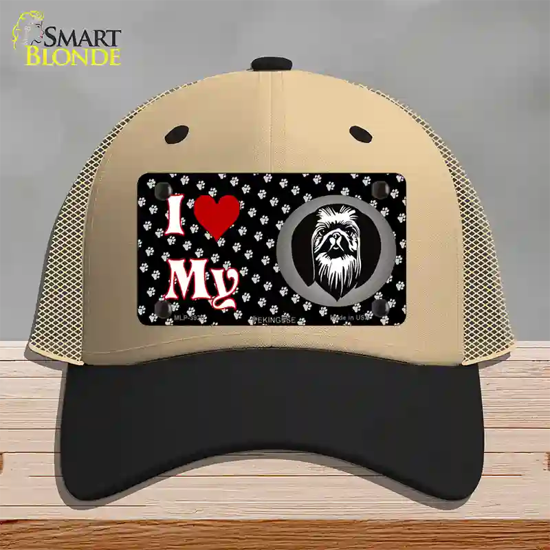 I Love My Pekingese Novelty License Plate Hat Mesh / Khaki|Black