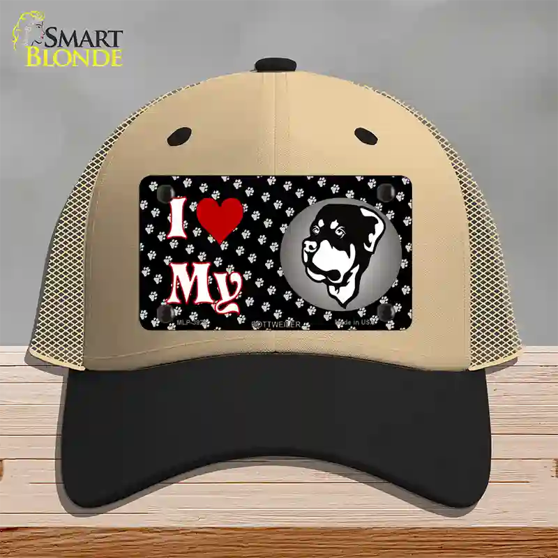 I Love My Rottweiler Novelty License Plate Hat Mesh / Khaki|Black