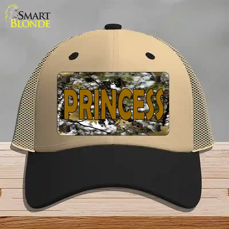 Princess Camouflage Novelty License Plate Hat Mesh / Khaki|Black