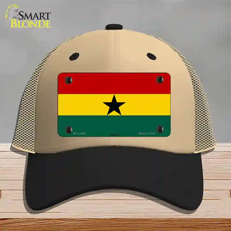 Ghana Flag Novelty License Plate Hat Mesh / Khaki|Black