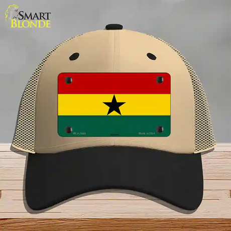 Ghana Flag Novelty License Plate Hat Mesh / Khaki|Black