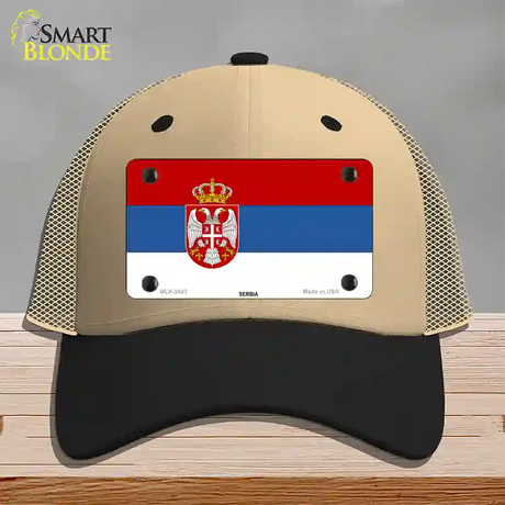 Serbia Eagle Flag Novelty License Plate Hat Mesh / Khaki|Black