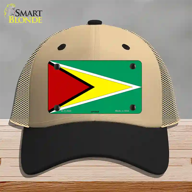 Guyana Flag Novelty License Plate Hat Mesh / Khaki|Black