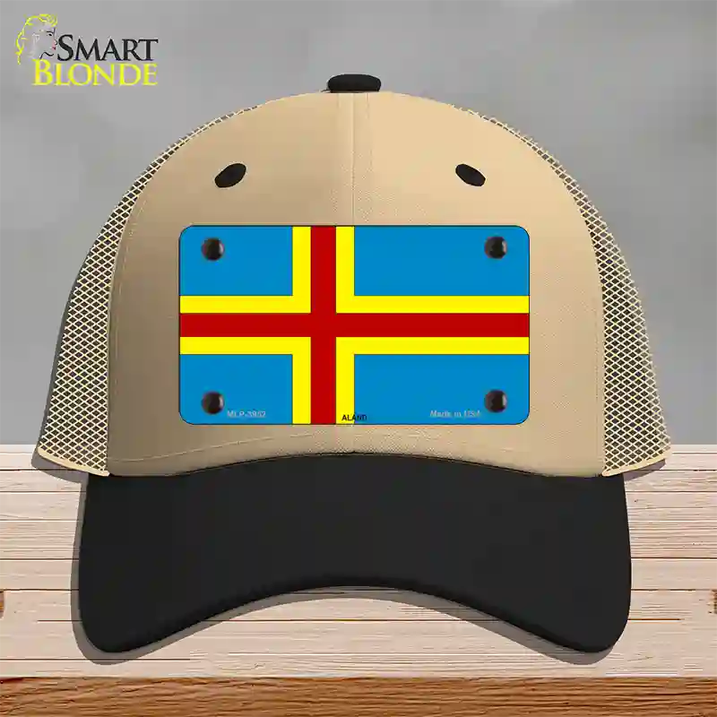 Aland Flag Novelty License Plate Hat Mesh / Khaki|Black