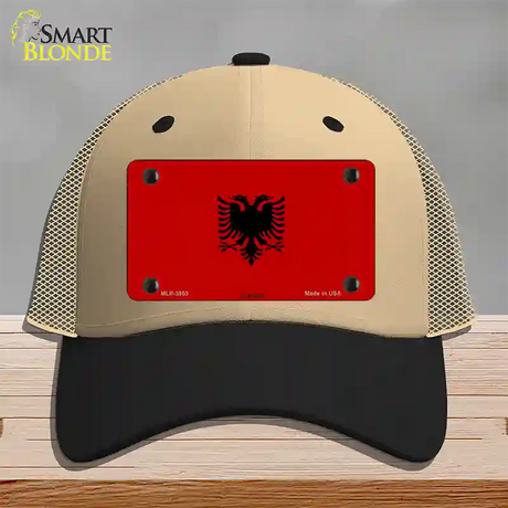 Albania Flag Novelty License Plate Hat Mesh / Khaki|Black