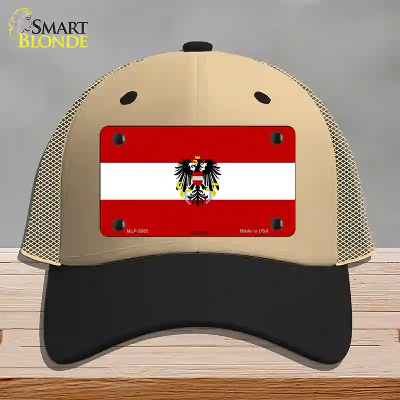 Austria Flag Novelty License Plate Hat Mesh / Khaki|Black