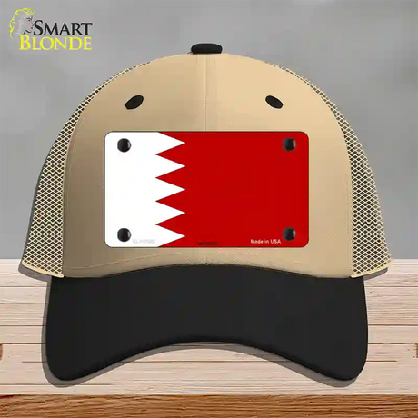 Bahrain Flag Novelty License Plate Hat Mesh / Khaki|Black