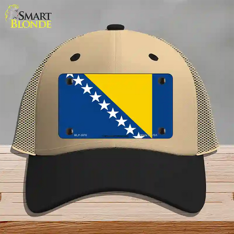 Bosnia Herzegovina Flag Novelty License Plate Hat Mesh / Khaki|Black