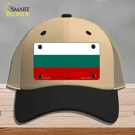 Bulgaria Flag Novelty License Plate Hat Mesh / Khaki|Black